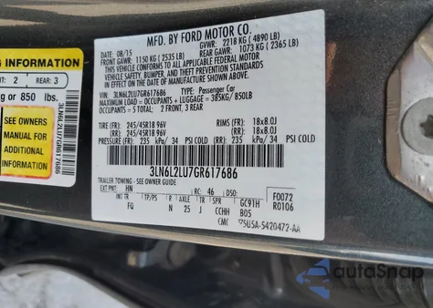 2016 Lincoln Mkz Hybrid z USA, uszkodzony, nr VIN 3LN6L2LU7GR617686